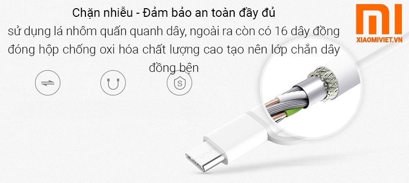 Cáp Xiaomi USB-Micro USB / Type-C 30 cm an toàn sử dụng cho bạn và thiết bị