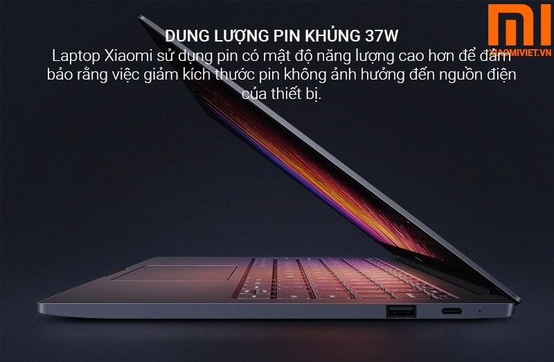 Laptop Xiaomi Mi Notebook Air 12.5 dung lượng pin ấn tượng