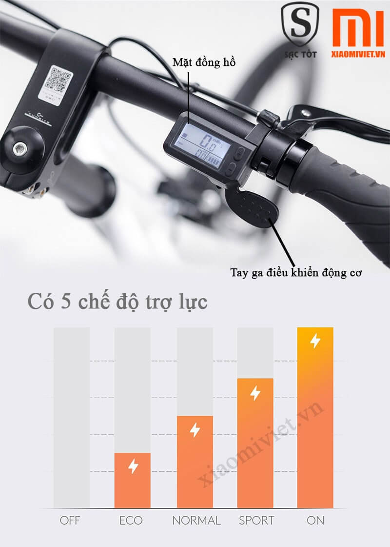xiaomi yunbike c1 có 5 chế độ trợ lực