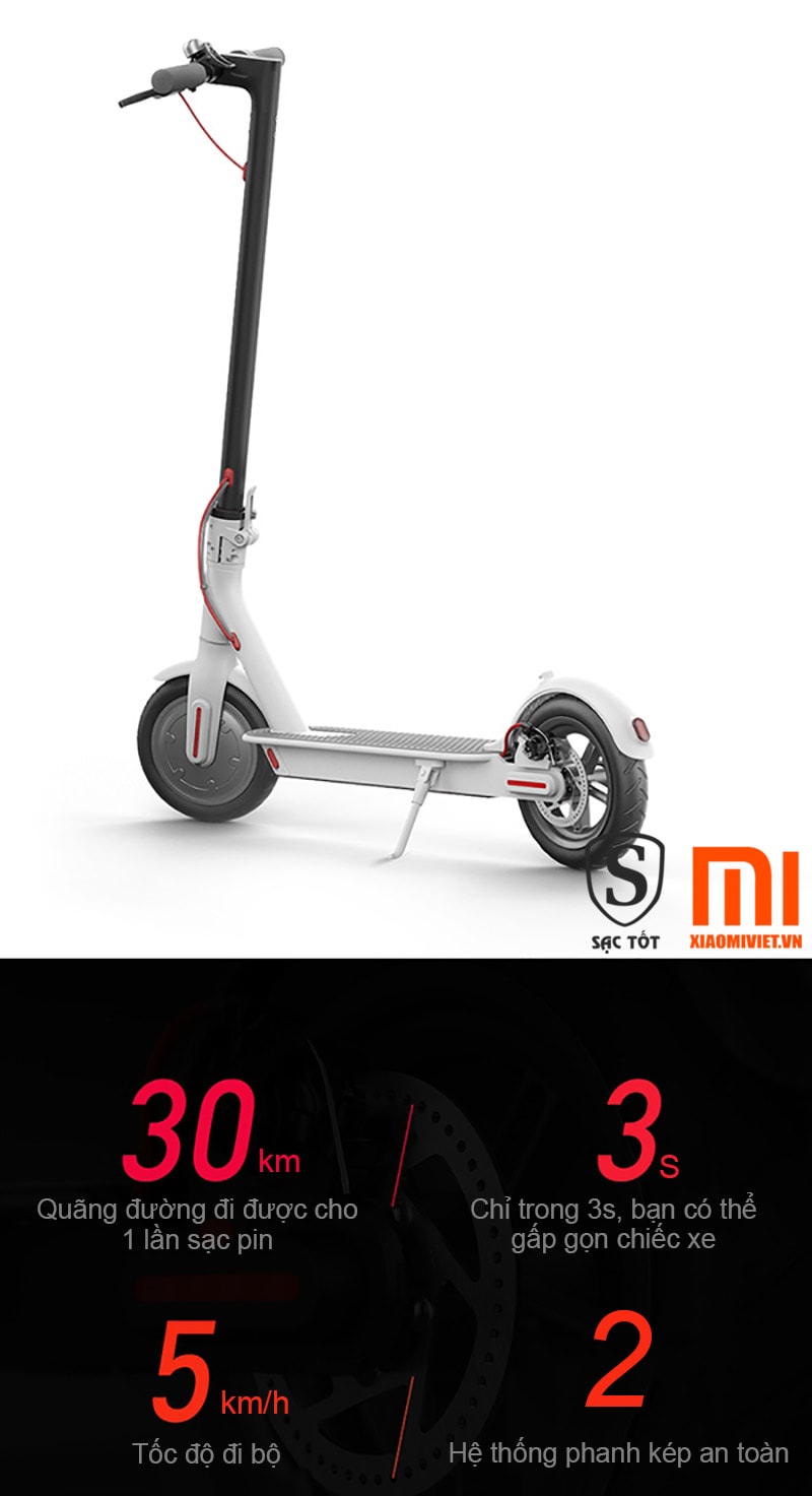 tốc độ xe điện Xiaomi Mi Scooter Tốc độ tối đa 25km/h, động cơ mạnh mẽ