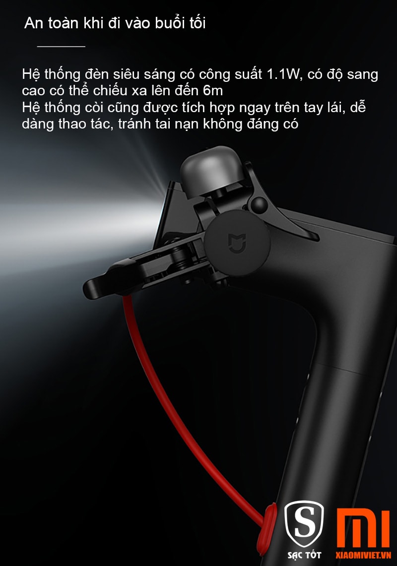 Đèn LED Xe điện Xiaomi Mi Scooter Đèn LED hoạt động tốt vào ban đêm với khả năng chiếu sáng 6m