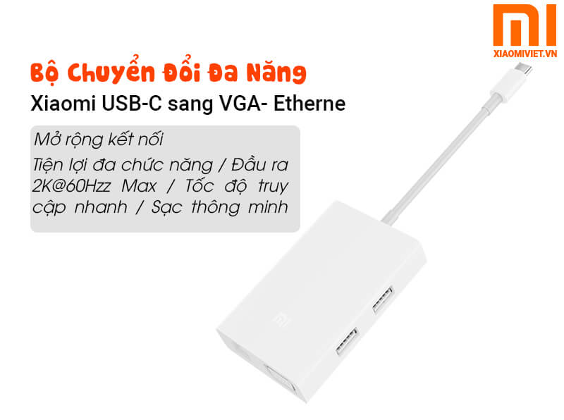 Bộ Chuyển Đổi Xiaomi chuyển USB Type C sang VGA - Ethernet Bộ Chuyển Đổi Xiaomi chuyển USB Type C sang VGA - Ethernet