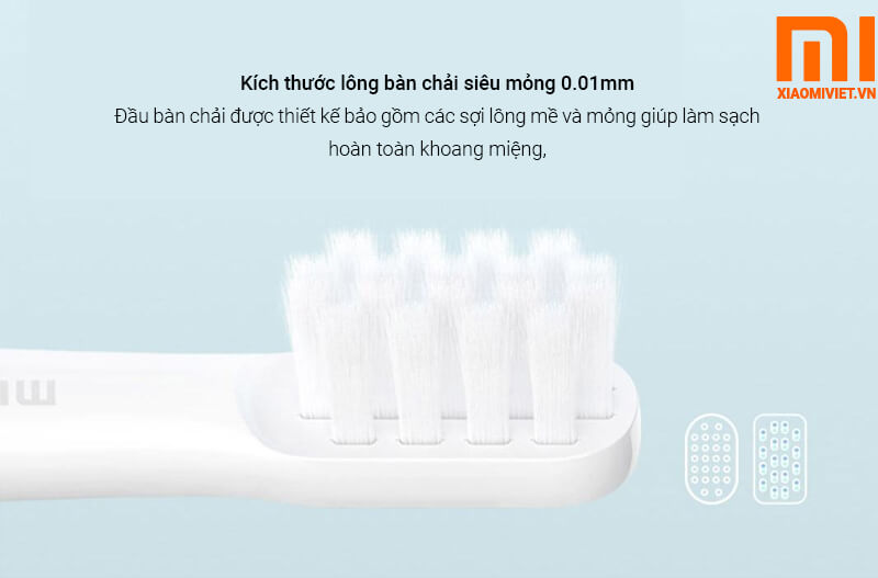Đầu Thay Thế Bàn Chải Đánh Răng Điện Xiaomi Mijia T100 kích thước lông bài chải siêu mỏng mật độ dày