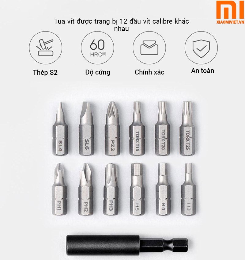 Tua vít điện Xiaomi Mijia 12 đầu vít tiện lợi
