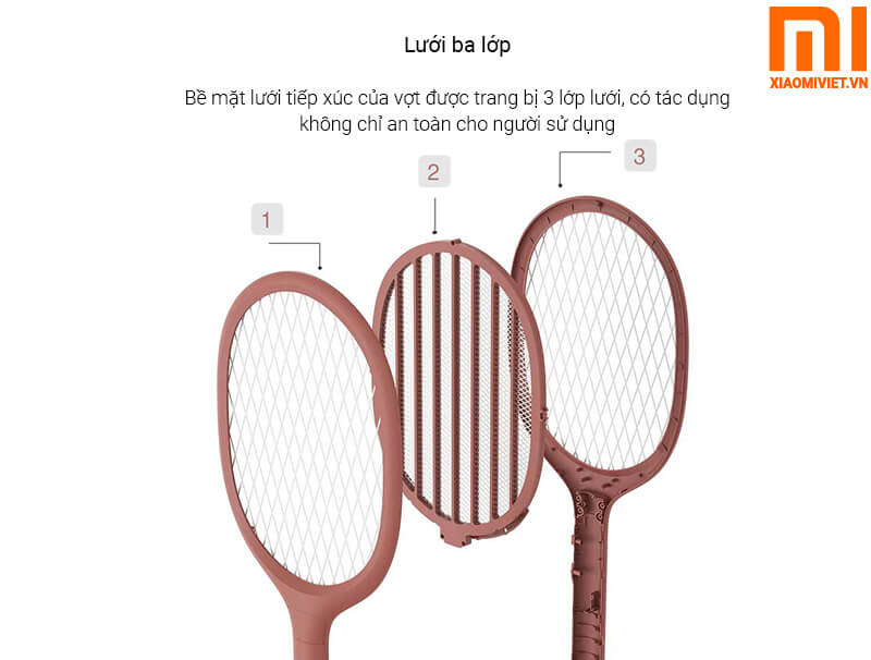 Vợt Điện Bắt Muỗi Xiaomi Solove P1 - Chính Hãng bảo vệ bằng ba lớp lưới an toàn