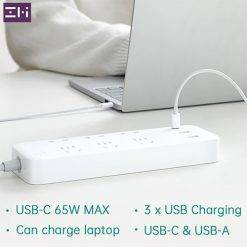Ổ cắm ZMI CXP01 65W tích hợp (2 cổng USB - 1 cổng Type C) Ổ cắm ZMI CXP01 65W tích hợp (2 cổng USB – 1 cổng Type C)
