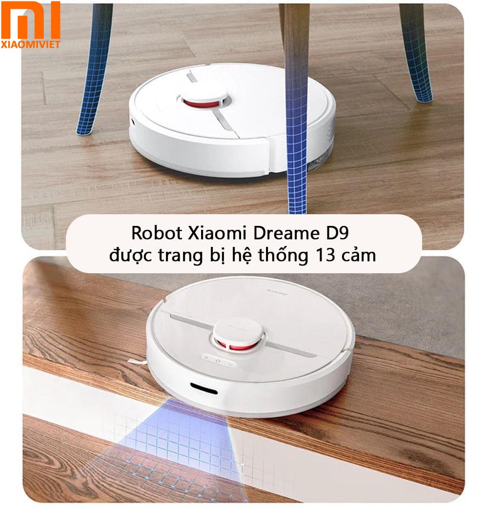 Robot Xiaomi Dreame D9 được trang bị hệ thống 13 cảm quanh thân