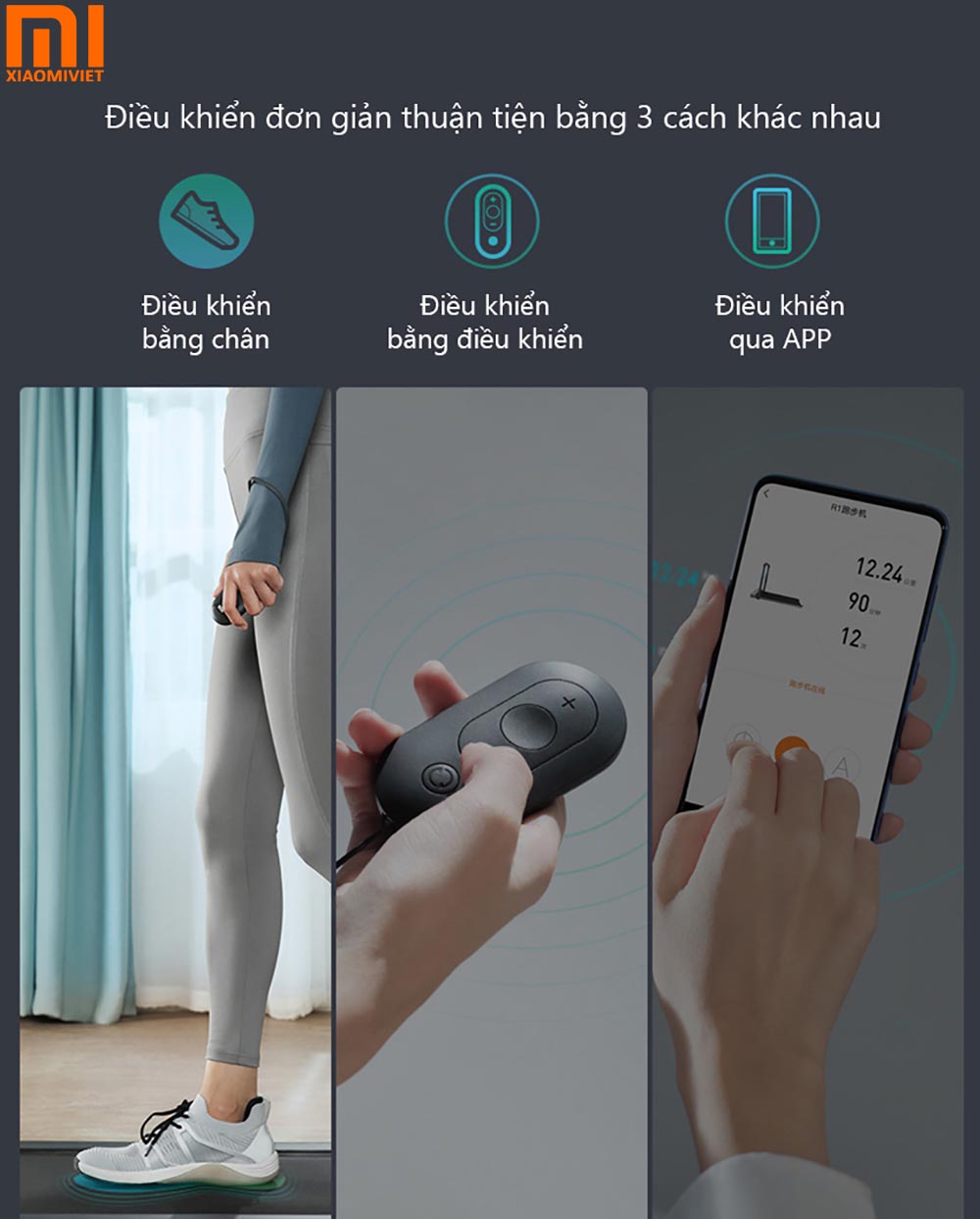 Máy chạy bộ Xiaomi Kingsmith R1 Pro - Chính Hãng - Quốc Tế Điều khiển với nhiều cách khác nhau
