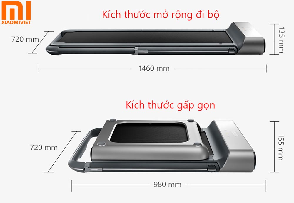 Máy chạy bộ Xiaomi Kingsmith R1 Pro - Chính Hãng - Quốc Tế Kích thước máy chạy bộ Xiaomi Kingsmith R1 Pro
