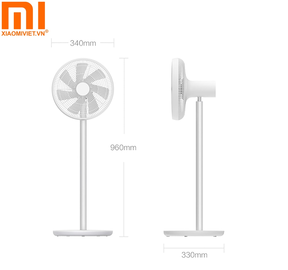 Quạt đứng thông minh Xiaomi Mi Smart Fan Gen 3 Kích thước chuẩn Xiaomi Mi Smart Fan gen 3