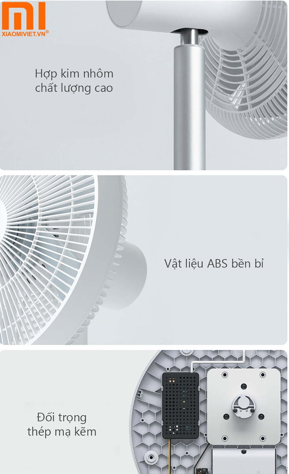Quạt đứng thông minh Xiaomi Mi Smart Fan Gen 3 Xiaomi Mi Smart Fan gen 3 được làm từ chất liệu cao cấp