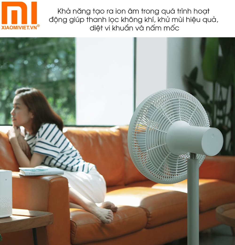 Quạt đứng thông minh Xiaomi Mi Smart Fan Gen 3 Xiaomi Mi Smart Fan gen 3 tạo ra các ion diệt khuẩn
