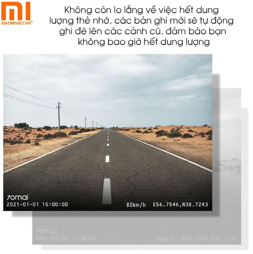 Camera hành trình 70mai Dash Cam A400 + Rear Cam Ghi vòng lặp, tiết kiệm dung lượng