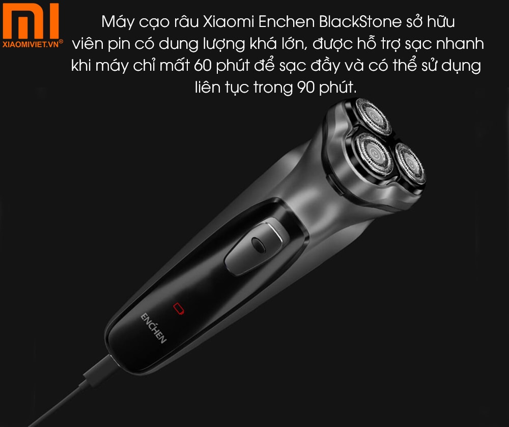 Máy cạo râu Xiaomi Enchen BlackStone Pin có dung lượng lớn sử dụng tối đã đến 2 tháng