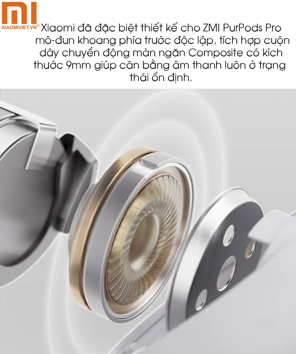 Tai nghe không dây ZMI PurPods Pro - Chống ồn, khử tạp âm Âm thanh trong trẻo, lắng đọng