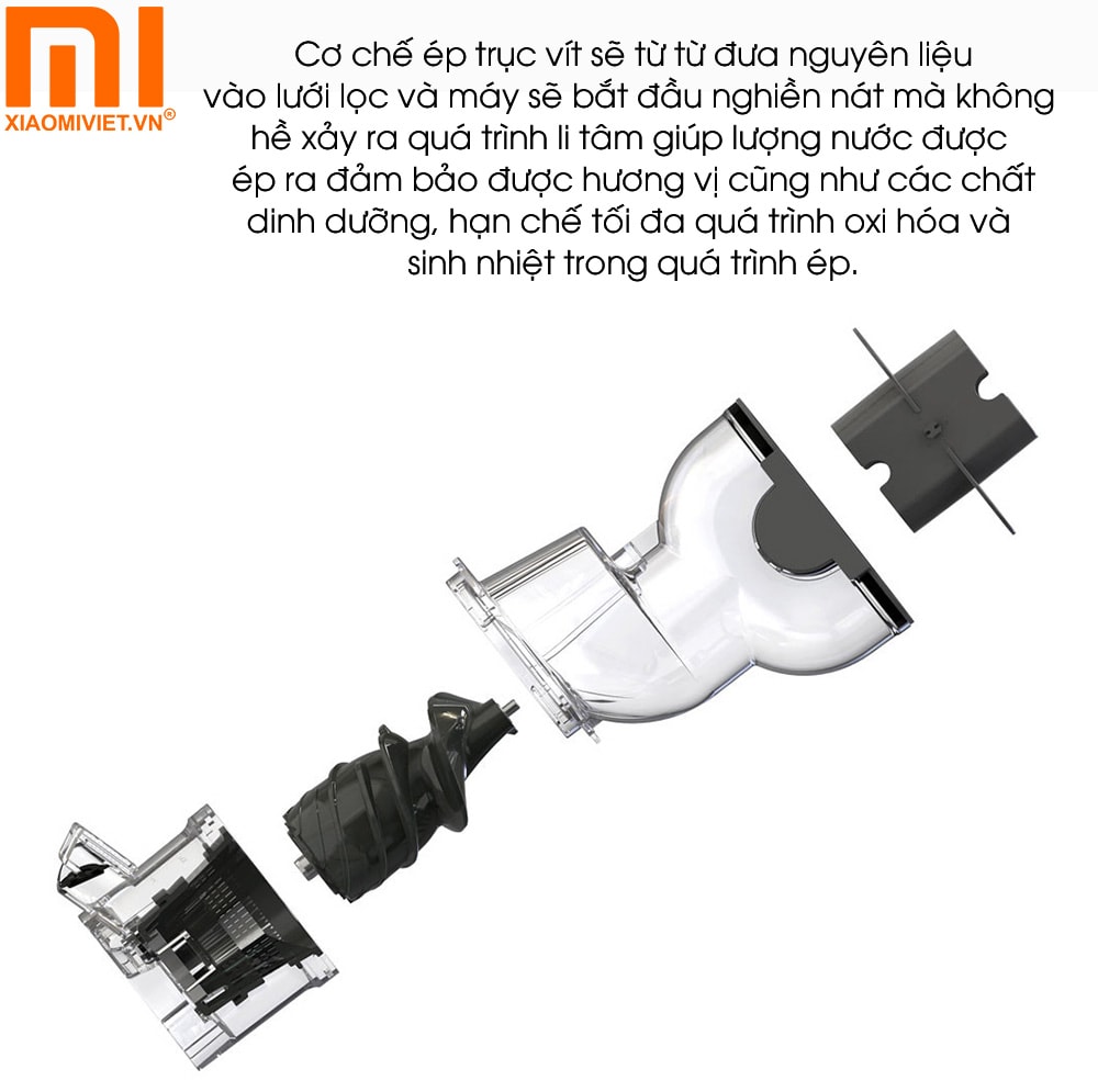 Máy ép chậm trái cây Xiaomi BUD JE-32 Cơ chế ép trục vít sẽ từ từ đưa nguyên liệu vào lưới lọc