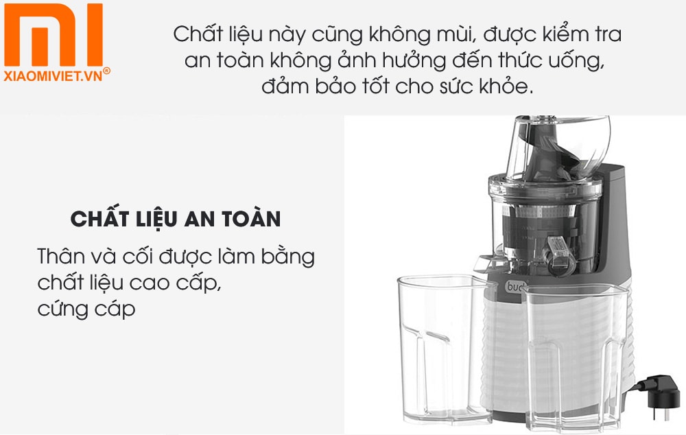 Máy ép chậm trái cây Xiaomi BUD JE-32 Thân và cối được làm bằng chất liệu cao cấp, cứng cáp