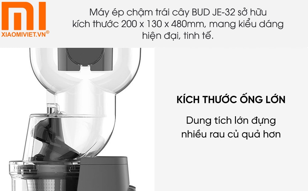 Máy ép chậm trái cây Xiaomi BUD JE-32 Thiết kế hiện đại, chất liệu cao cấp dễ dàng vệ sinh