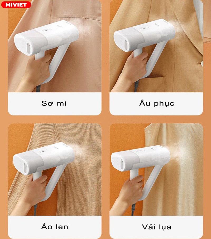 Bàn ủi hơi nước cầm tay Deerma DEM-HS100 Làm việc hiệu quả trên nhiều loại chất liệu vải