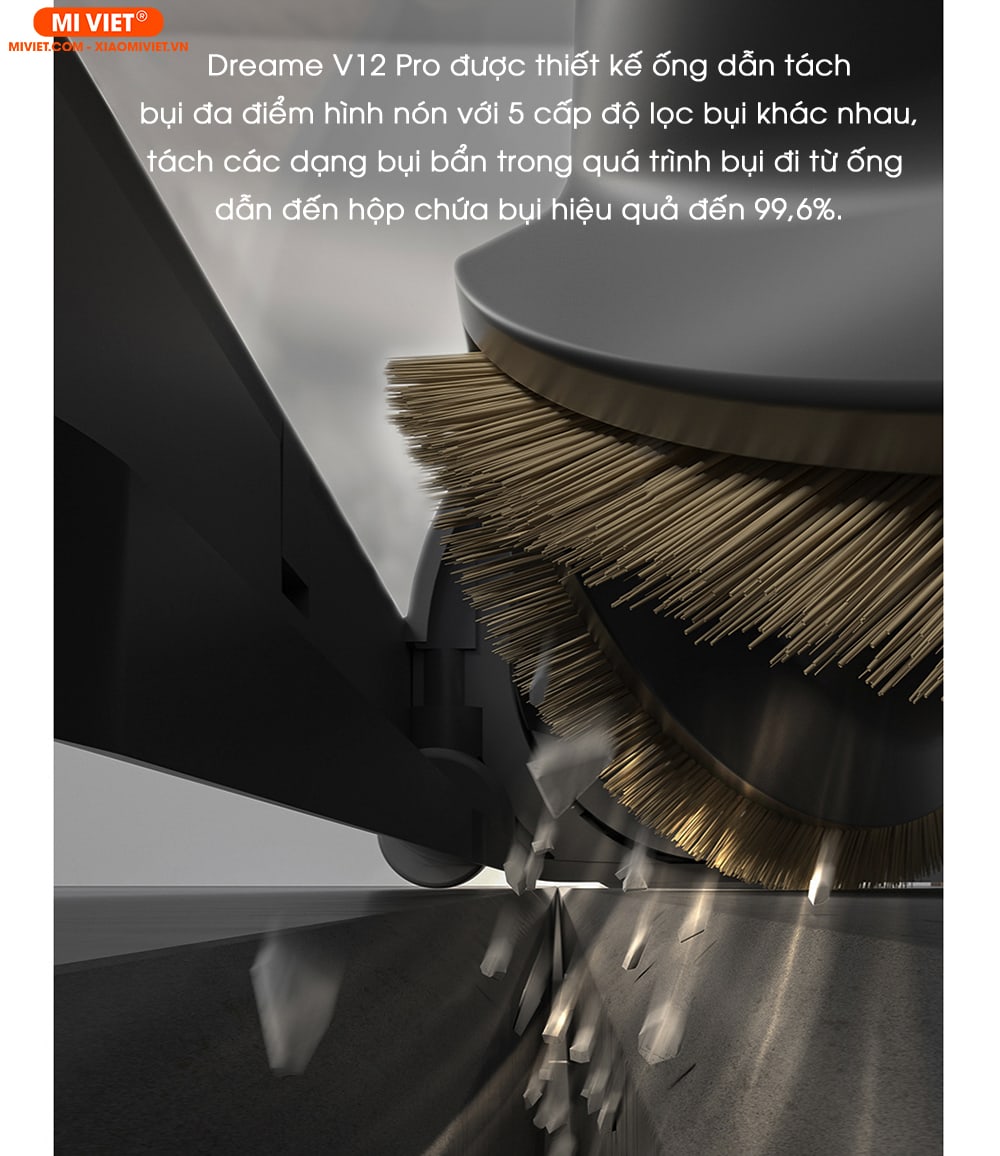 Máy hút bụi cầm tay không dây Dreame V12 Pro - Quốc Tế - 2023 Công nghệ tách bụi đa điểm hình nón