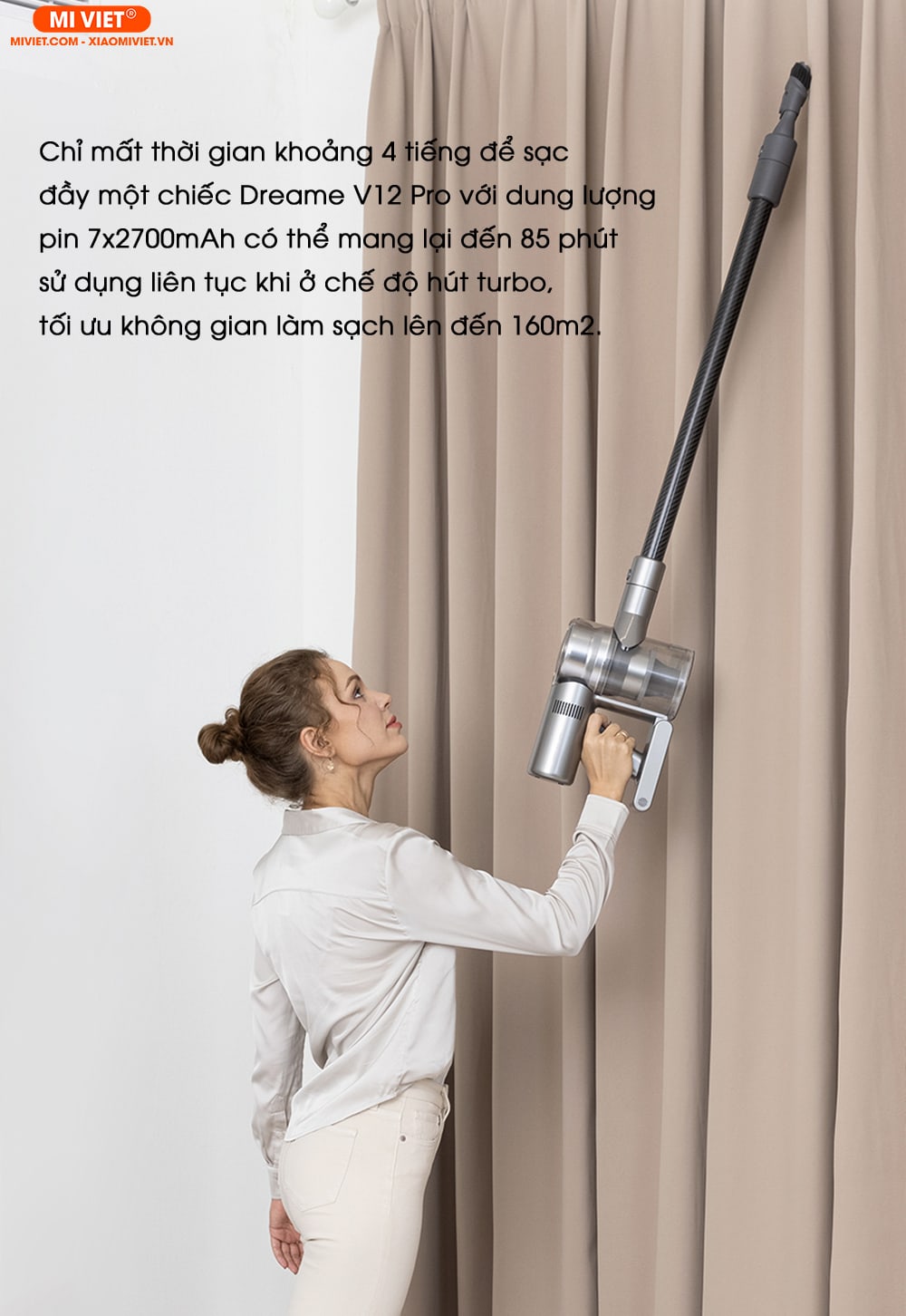 Máy hút bụi cầm tay không dây Dreame V12 Pro - Quốc Tế - 2023 Dung lượng pin lớn tối ưu đến 85 phút sử dụng