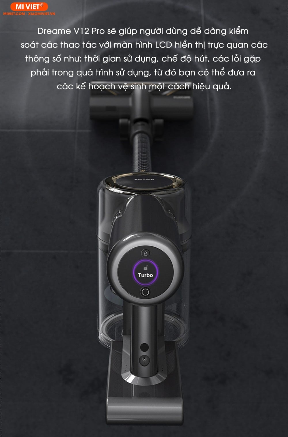 Máy hút bụi cầm tay không dây Dreame V12 Pro - Quốc Tế - 2023 Màn hình LCD – Kiểm soát hiệu quả