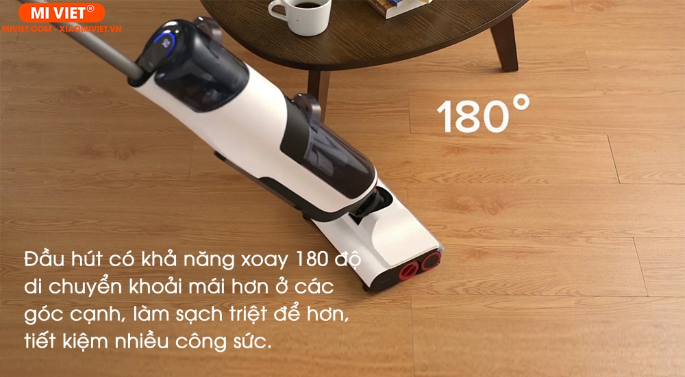 Máy hút bụi lau nhà ướt và khô Roborock Dyad Đầu hút có khả năng xoay 180 độ dễ dàng hơn ở mọi khu vực