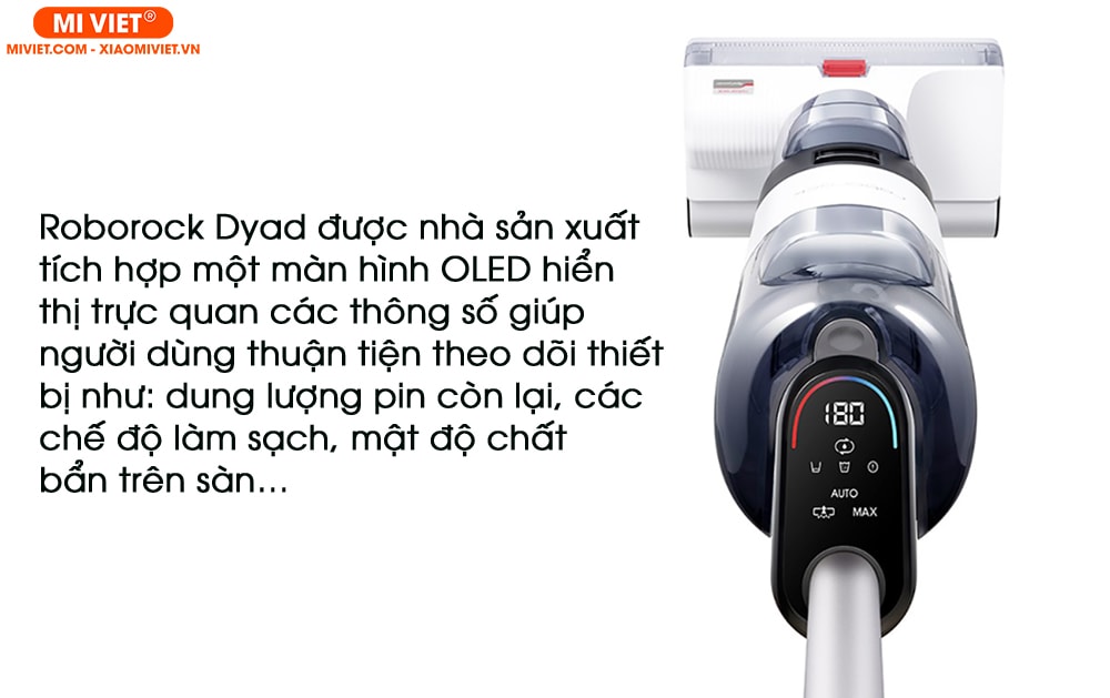 Máy hút bụi lau nhà ướt và khô Roborock Dyad Màn hình OLED hiển thị trực qua