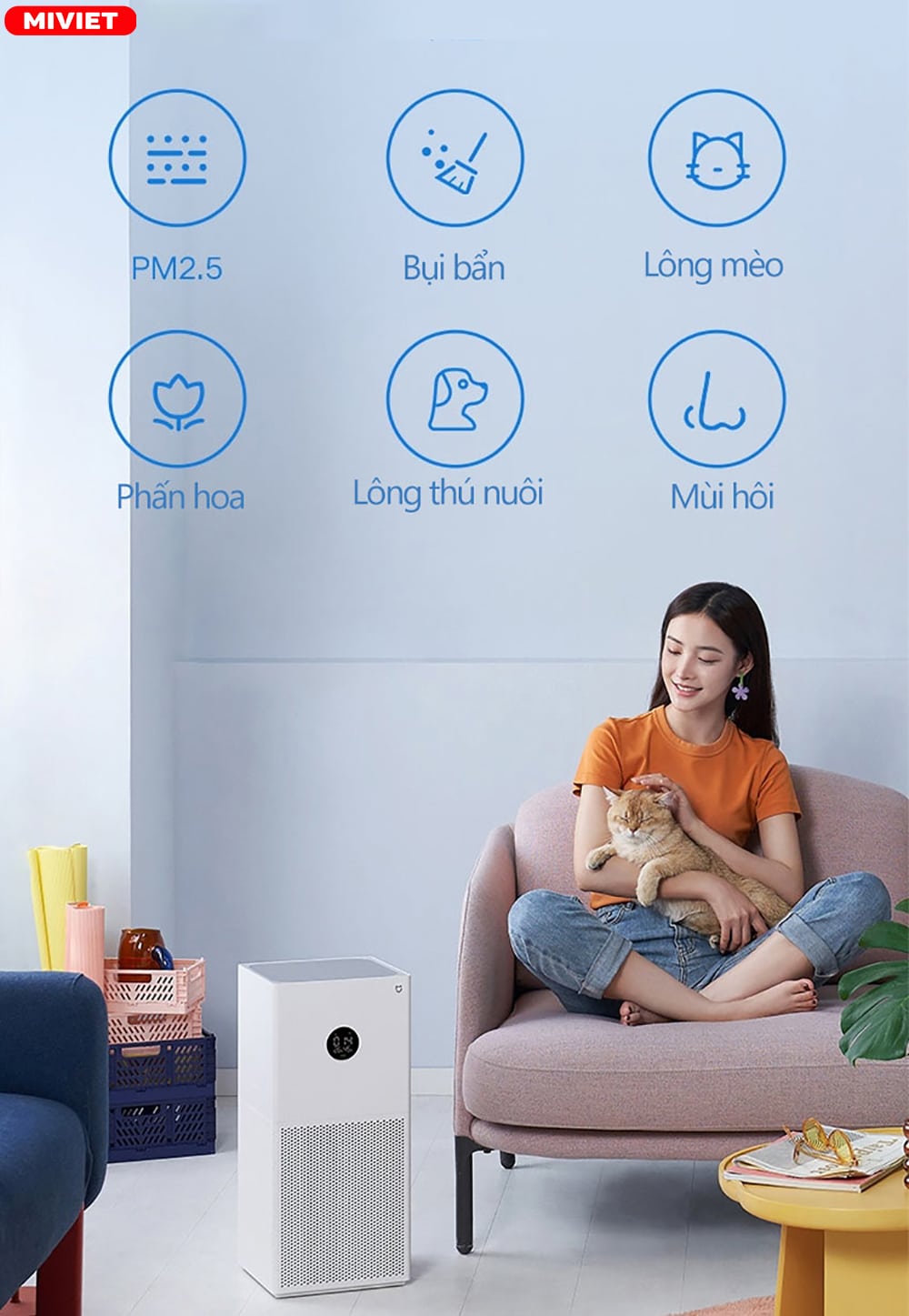 Máy lọc không khí Xiaomi 4 Lite - Mi Air Purifier 4 Lite - Quốc Tế Lõi lọc thế hệ mới nâng cao hiệu quả lọc