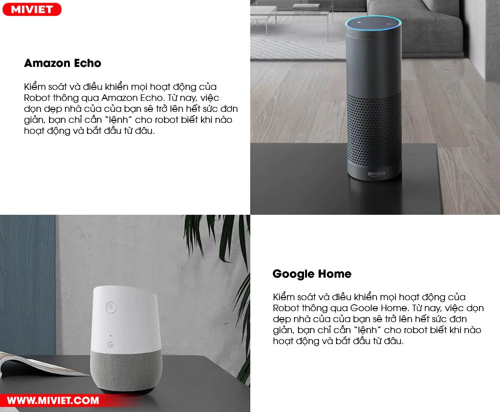 Robot hút bụi lau nhà Ecovacs Deebot OZMO T8 AIVI - Quốc Tế 2022 Điều khiển bằng giọng nói, điều khiển robot với 1 câu lệnh