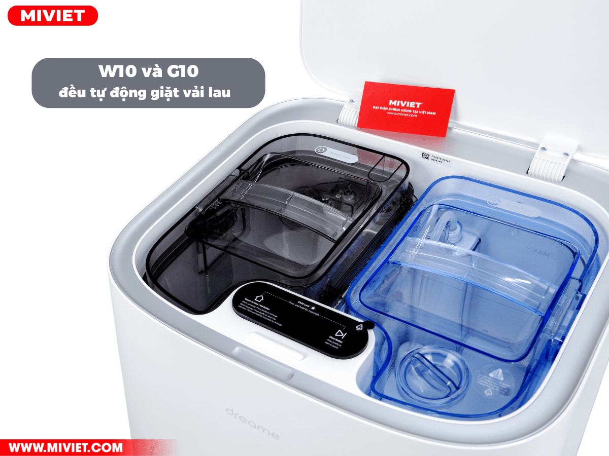 W10 và G10 đều có tính năng tự giặt vải lau