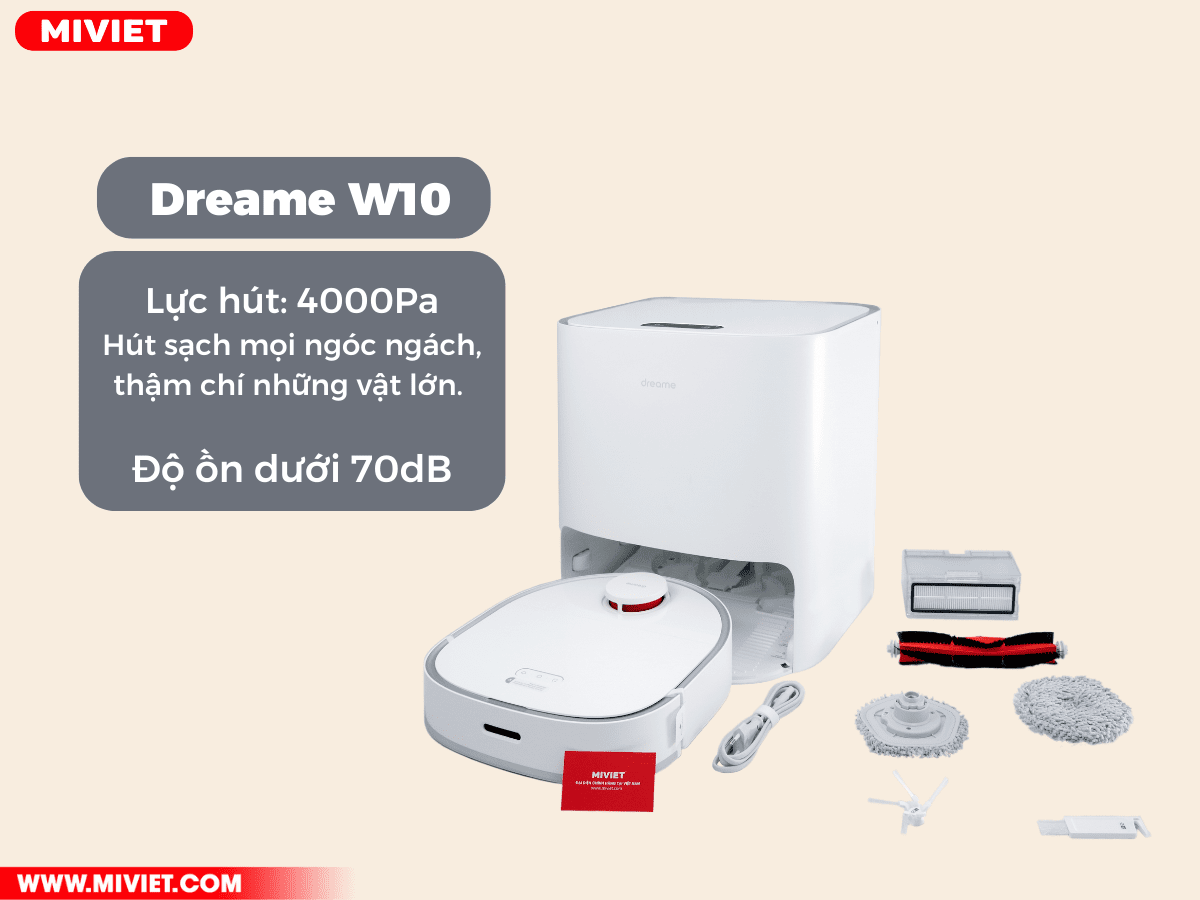 So sánh robot hút bụi Dreame W10 và Roborock G10