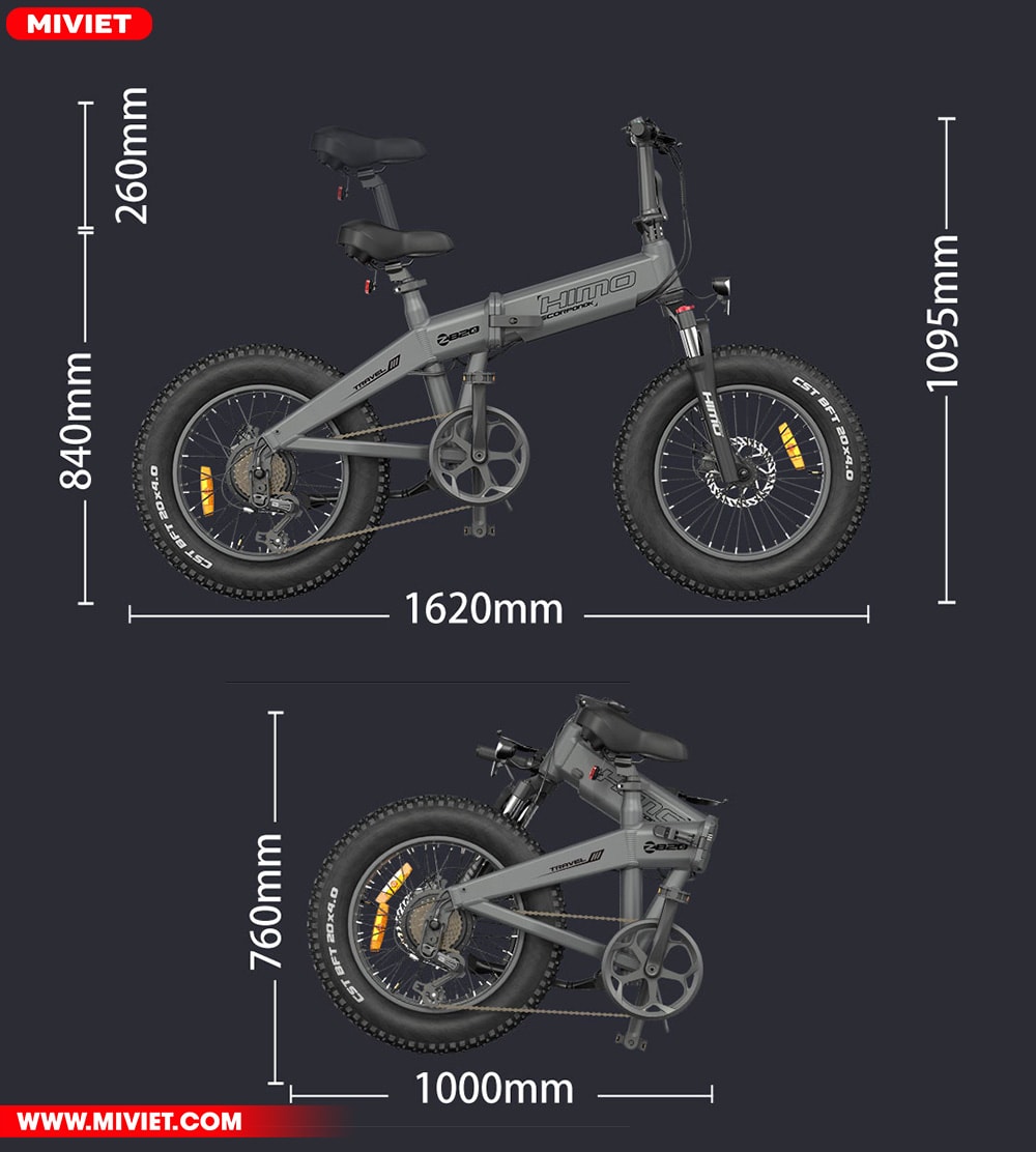 Xe đạp trợ lực điện Xiaomi Himo ZB20 Kích thước Xe đạp trợ lực điện Himo ZB20