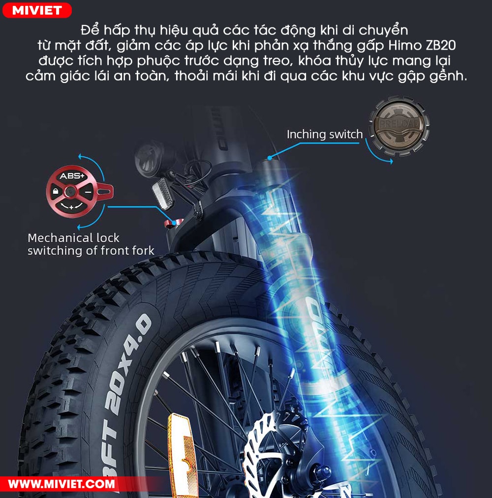 Xe đạp trợ lực điện Xiaomi Himo ZB20 Phuộc trước giảm xóc