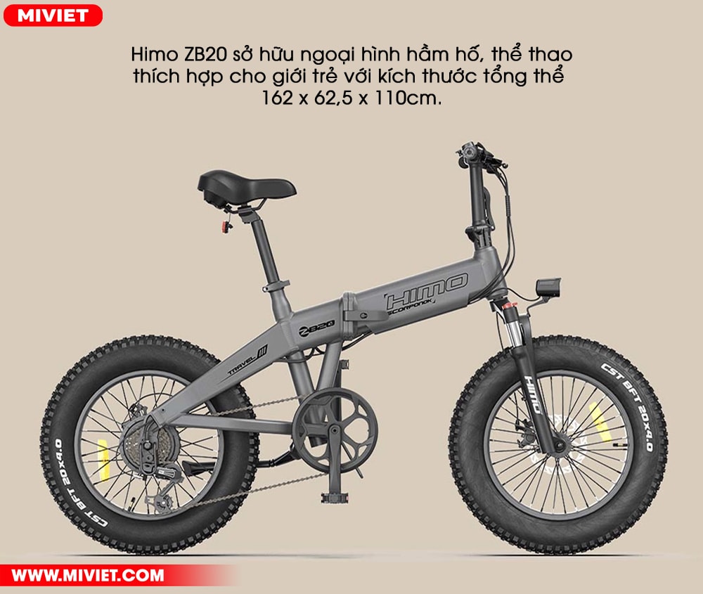 Xe đạp trợ lực điện Xiaomi Himo ZB20 Thiết kế thể thao khỏe khoắn, dễ dàng gấp gọn