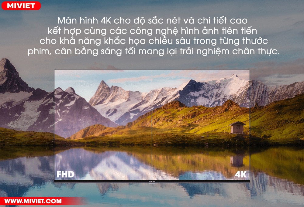 Độ phân giải cao 4K UHD trên Smart Tivi Xiaomi A2 43 inch