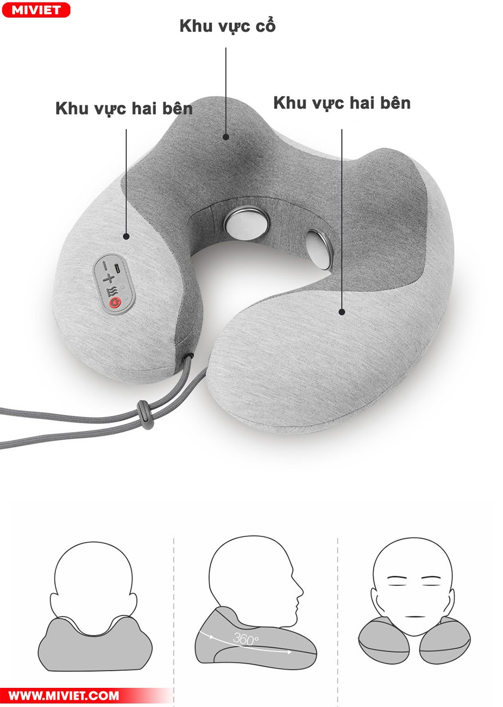 Gối massage cổ Momoda SX332 Mô tả lại các đường cong trên cơ thể từ đó nâng cao hiệu quả massage