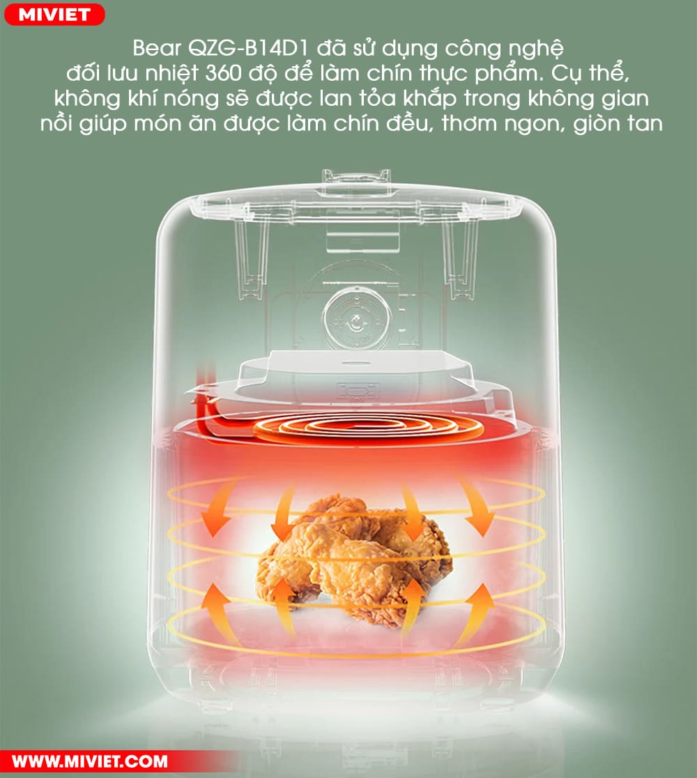 Công nghệ đối lưu nhiệt 360 độ, công suất 1400W