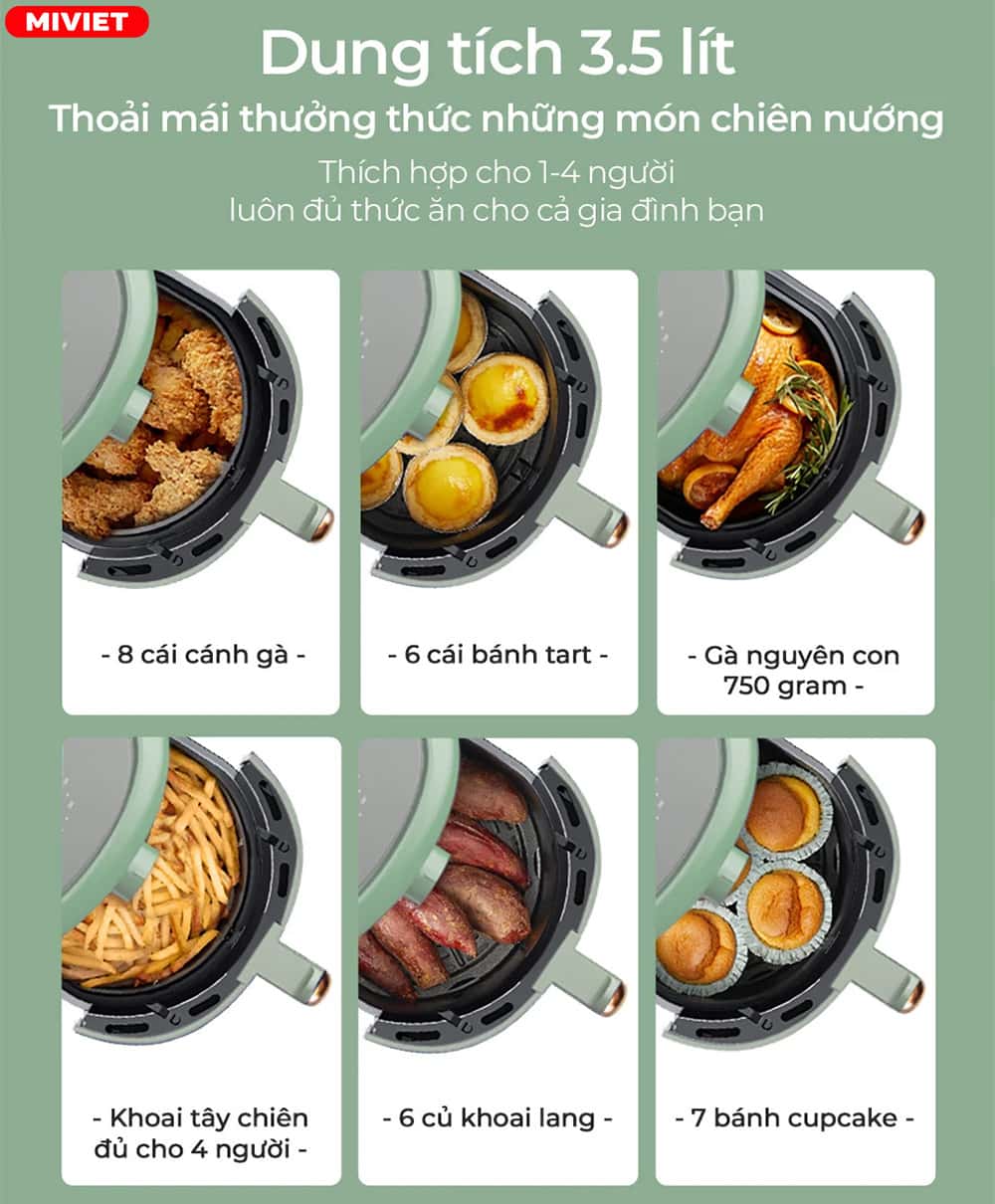 Dung tích 3.5L thỏa sức chế biến