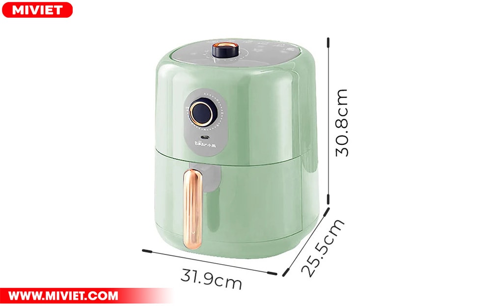 Kích thước tổng thể Nồi chiên không dầu Bear QZG-B14D1