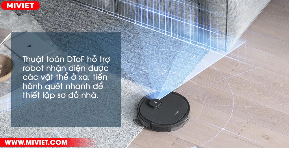 Robot hút bụi lau nhà Ecovacs Deebot Ozmo T8 AIVI Plus Lập bản đồ chính xác với công nghệ TrueMapping™