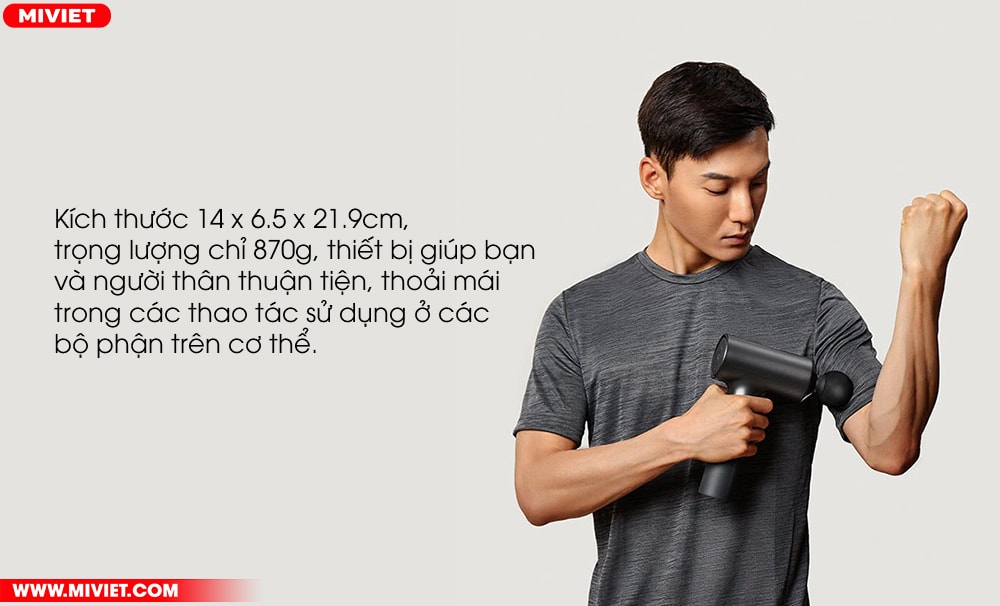 Súng massage Xiaomi Fascial Gun Tổng thể nhỏ gọn, phù hợp cho việc di chuyển