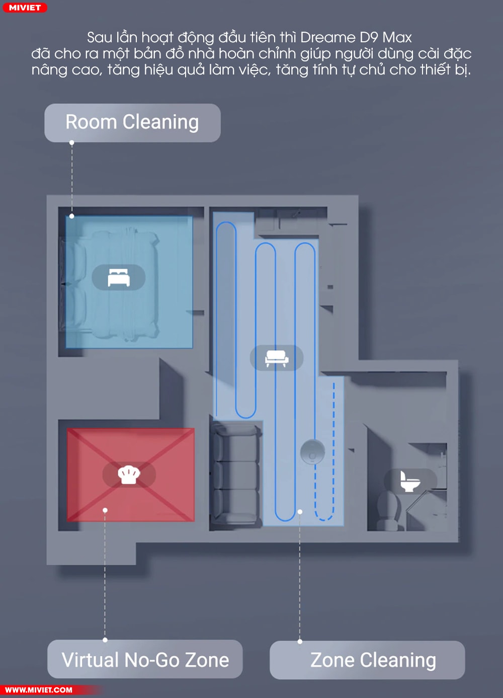 Robot hút bụi lau nhà Dreame D9 Max - Bản Quốc Tế - New Version 2023 Các tùy chỉnh nâng cao khi kết nối App Mihome