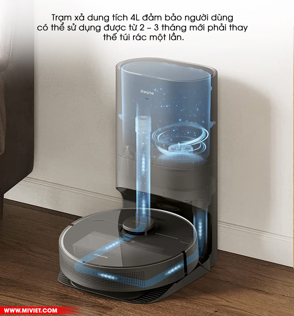 Dock sạc kiểm trạm xả bụi tự động dung tích 4L