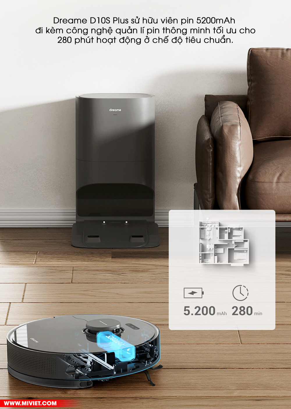 Dung lượng pin tối ưu cho 280 phút hoạt động