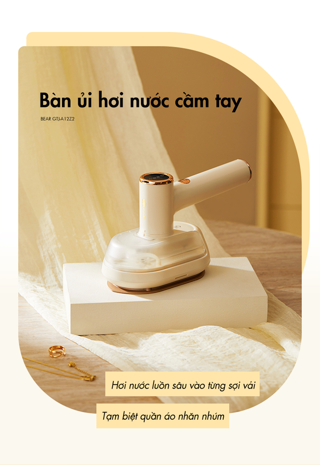 Bàn ủi hơi nước cầm tay đa năng Bear GTJ-A12Z2 - Hàng chính hãng - Tiếng Anh/Việt - BH 18 tháng - Full VAT