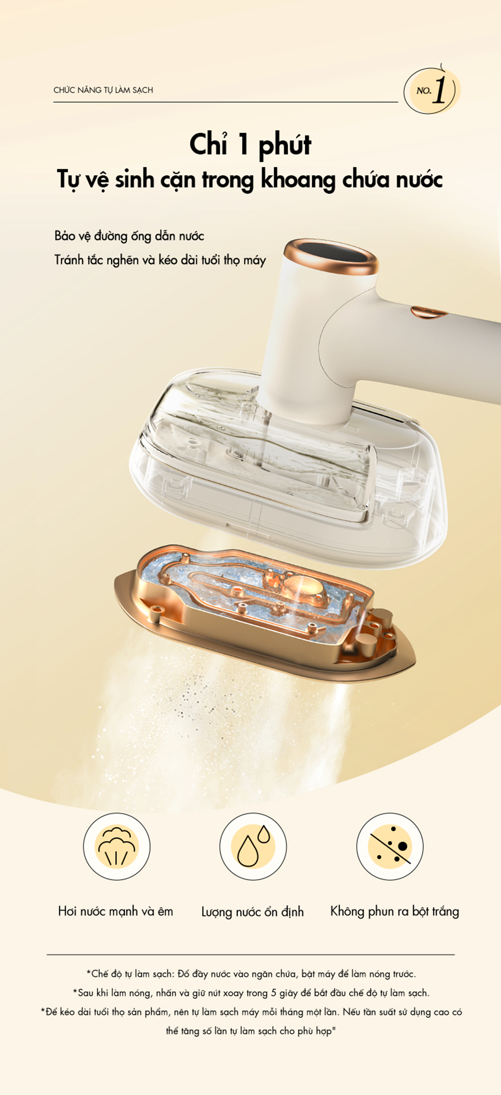 Bàn ủi hơi nước cầm tay đa năng Bear GTJ-A12Z2 - Hàng chính hãng - Tiếng Anh/Việt - BH 18 tháng - Full VAT