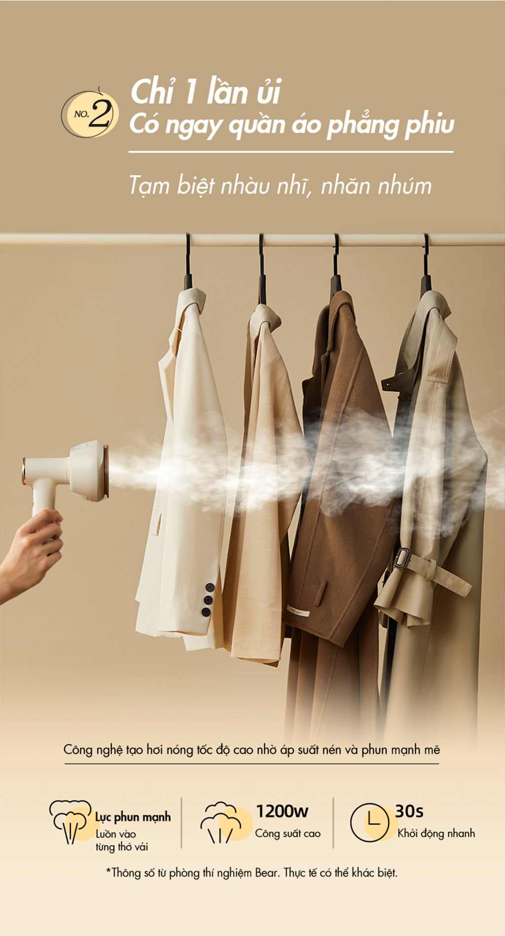 Bàn ủi hơi nước cầm tay đa năng Bear GTJ-A12Z2 - Hàng chính hãng - Tiếng Anh/Việt - BH 18 tháng - Full VAT