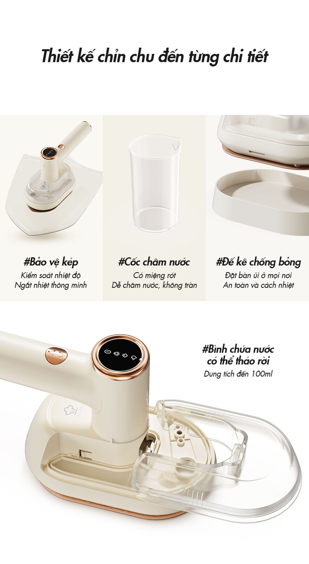 Bàn ủi hơi nước cầm tay đa năng Bear GTJ-A12Z2 - Hàng chính hãng - Tiếng Anh/Việt - BH 18 tháng - Full VAT