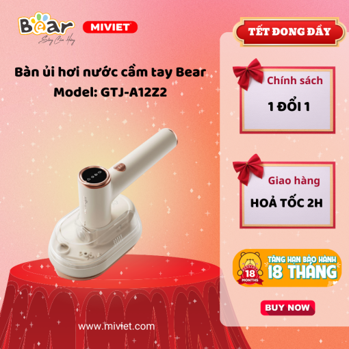Bàn ủi hơi nước cầm tay đa năng Bear GTJ-A12Z2 - Hàng chính hãng - Tiếng Anh/Việt - BH 18 tháng - Full VAT